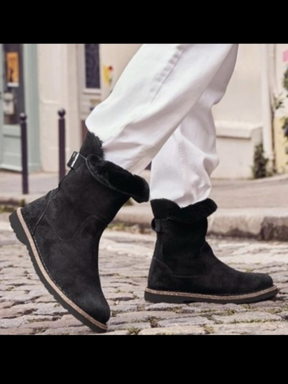 Birkenstock Black Uppsala Shearling Suede Leather Boots Size Men's 4 Women's 6